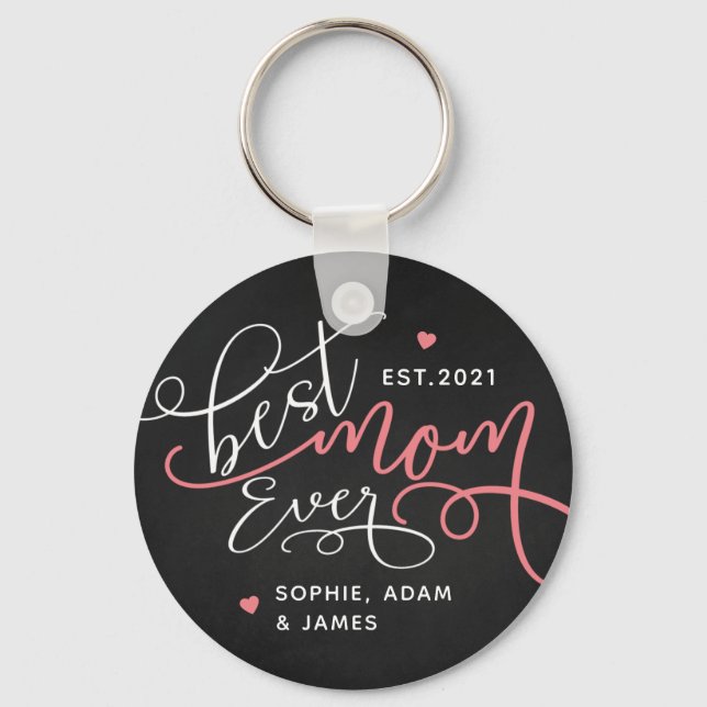 Best Mom Ever Calligraphy Script Keychain (Front)