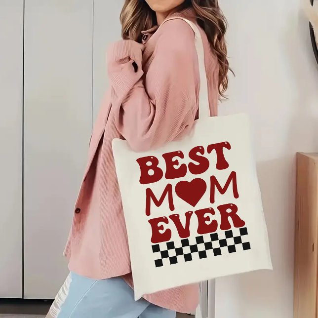 Best Mom Ever Checkered Tote Bag, Gift for Mom (gift for mom, Mother’s Day tote, birthday present for mom, Christmas gift for mom,best mom gift idea)