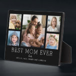 Best Mom Ever Children 5-Photo Collage Custom Plaque<br><div class="desc">Simple and clean design lets your family photos shine on this Best Mom Ever plaque. A large photograph in the center with two smaller photos on either side let you insert your own photos easily. Best Mom Ever is written below in a modern font. Two lines below let you complete...</div>