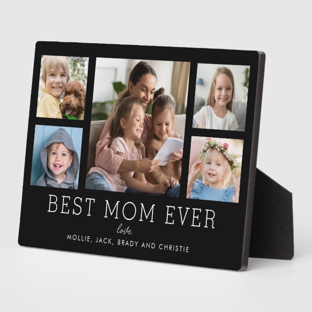 Best Mom Ever Children 5-Photo Collage Custom Plaque (Side)