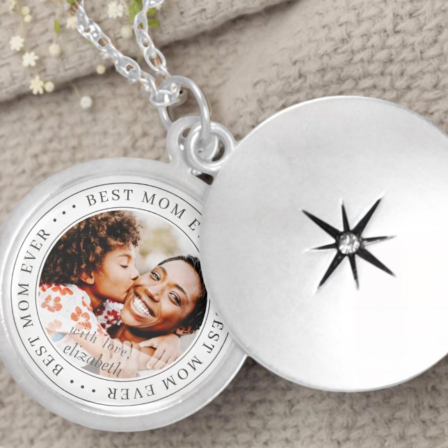 Best Mom Ever Classic Simple Photo Locket Necklace (Creator Uploaded)