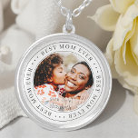 Best Mom Ever Classic Simple Photo Silver Plated Necklace<br><div class="desc">This simple and classic design is composed of serif typography and add a custom photo.</div>