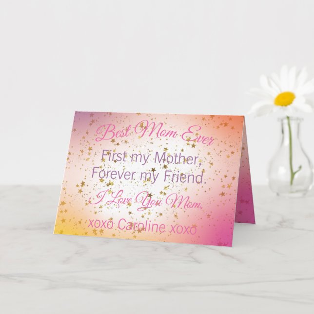 Best Mom Ever Colorful Elegant Modern Mothers Day Card (Small Plant)