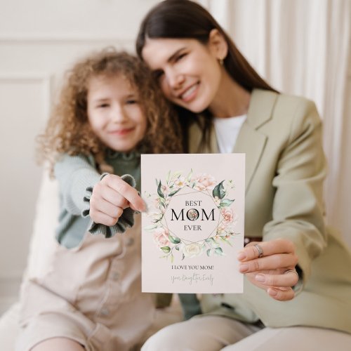 Best Mom Ever_Colorful Floral Wreath Holiday Card