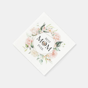 Best Mom Ever-Colorful Floral Wreath Napkins