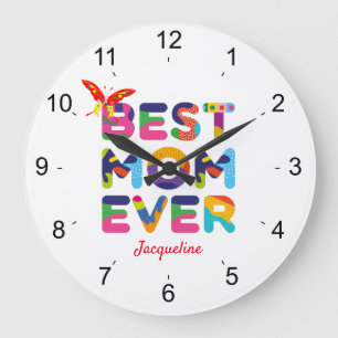 Best Mom Ever Colorful Large Clock
