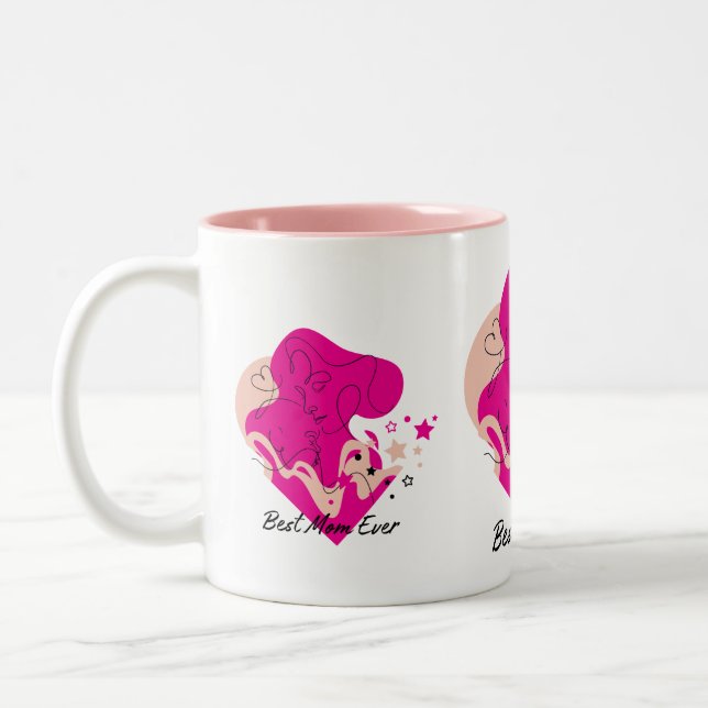 Best mom Ever Colourful Design Two-Tone Coffee Mug (Left)