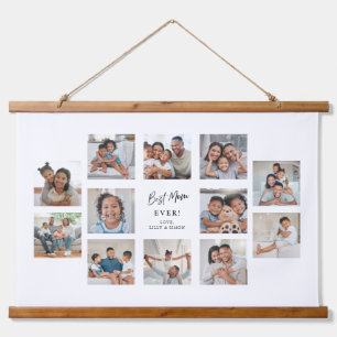 Best Mom Ever Custom 12 Photo Collage Hanging Tapestry