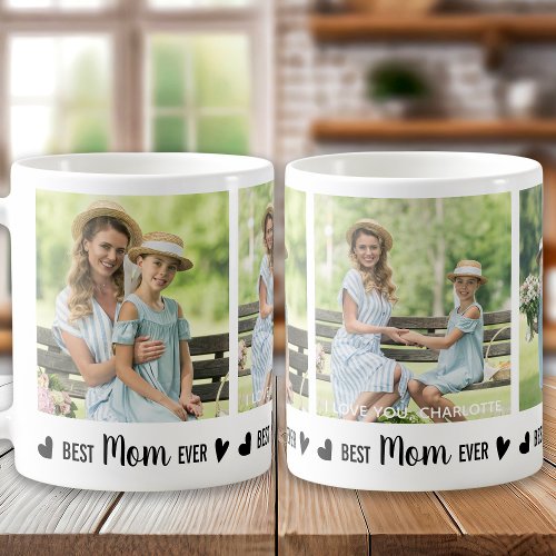 Best MOM Ever Custom 3 Photo Collage Mothers Day Coffee Mug