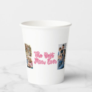 Best Mom Ever Custom 3 Photo Collage Paper Cups