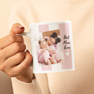 Best Mom Ever Custom 3 Photo – Mother’s Day Pink Coffee Mug