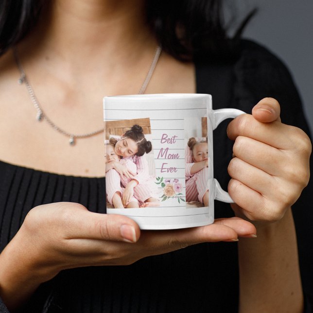 Best Mom Ever Custom 3 Photo Mug - Gift From Kids (Best Mom Ever Wood Custom Photo Coffee Mug
)