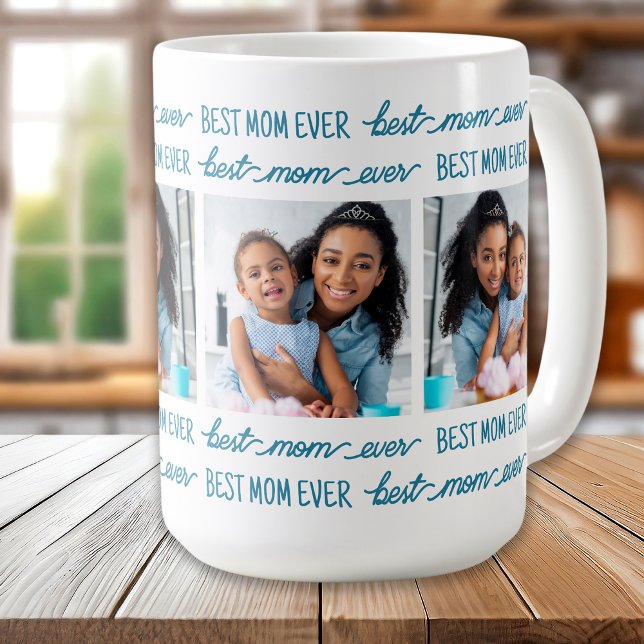 Best MOM Ever Custom 4 Photo Collage Mother's Day Coffee Mug (Creator Uploaded)