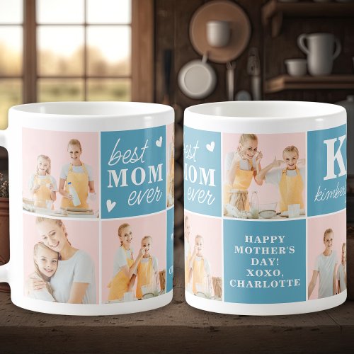 Best MOM Ever Custom 7 Photo Collage Mothers Day Coffee Mug