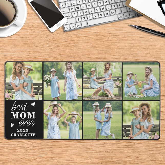 Best MOM Ever Custom 7 Photo Collage Personalized Desk Mat (Creator Uploaded)