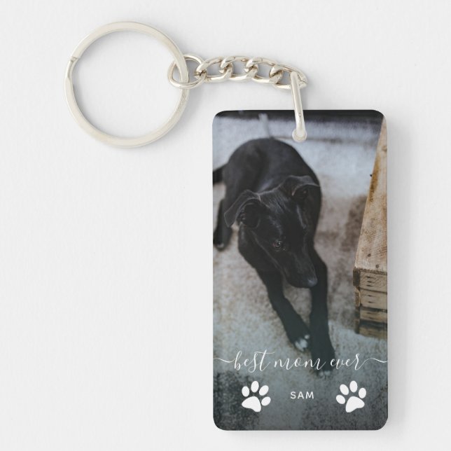 Best Mom Ever Custom Dog Photo Keychain (Front)