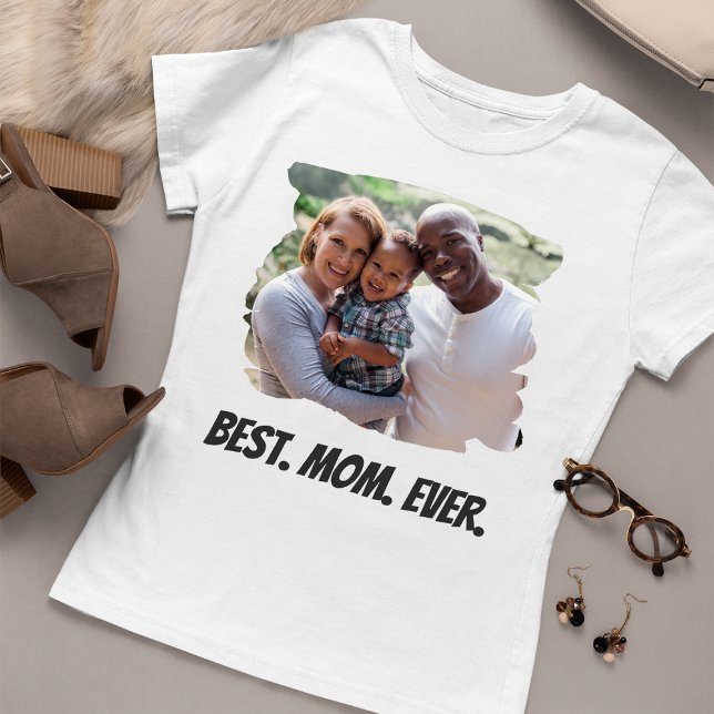 Best Mom Ever Custom Family Photo Mother's Day T-Shirt (Creator Uploaded)