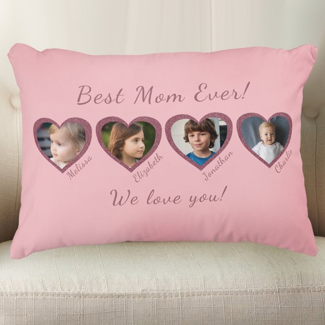 Best Mom Ever Custom Four Photo Template  Accent Pillow (Creator Uploaded)
