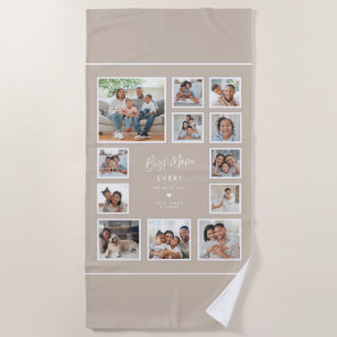 Best Mom Ever Custom Multi Photo Collage Gallery Beach Towel