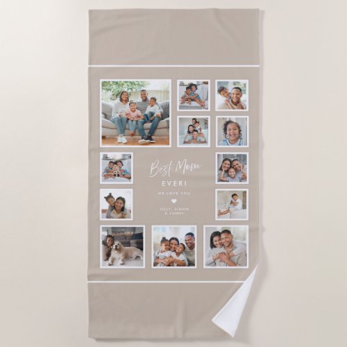 Best Mom Ever Custom Multi Photo Collage Gallery Beach Towel