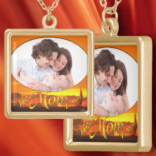 Best Mom Ever Custom Photo 1300 Gold Plated Necklace