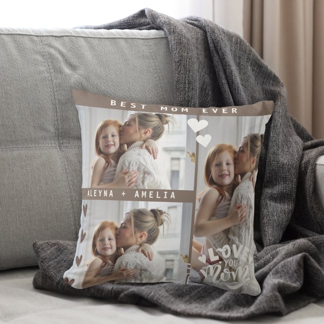 Best Mom Ever Custom Photo Collage Keepsake Throw Pillow (Creator Uploaded)