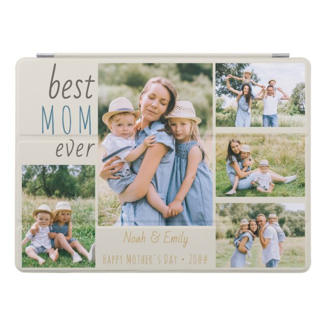 Best Mom Ever Custom Photo Collage Stone iPad Pro Cover (Horizontal)
