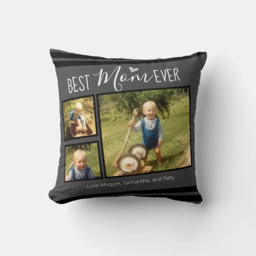 Best Mom Ever Custom Photo Collage Throw Pillow