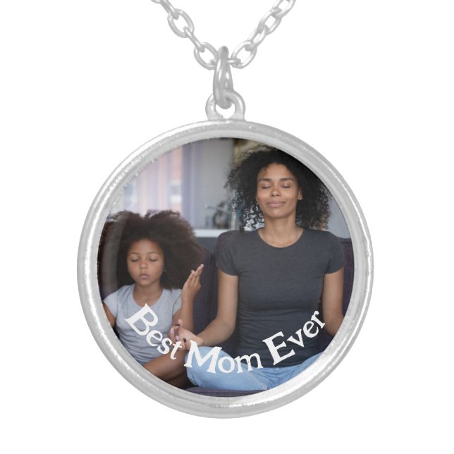 Best mom ever Custom Photo Happy Mother's day  Silver Plated Necklace (Front)