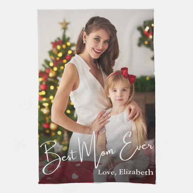 Best Mom Ever Custom Photo Kitchen Towel (Vertical)