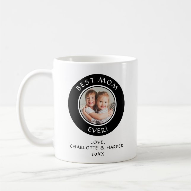 Best Mom Ever Custom Photo Modern Mommy Kids Cute Coffee Mug (Left)