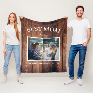 Best Mom Ever Custom Photo Modern Mothers Day Fleece Blanket