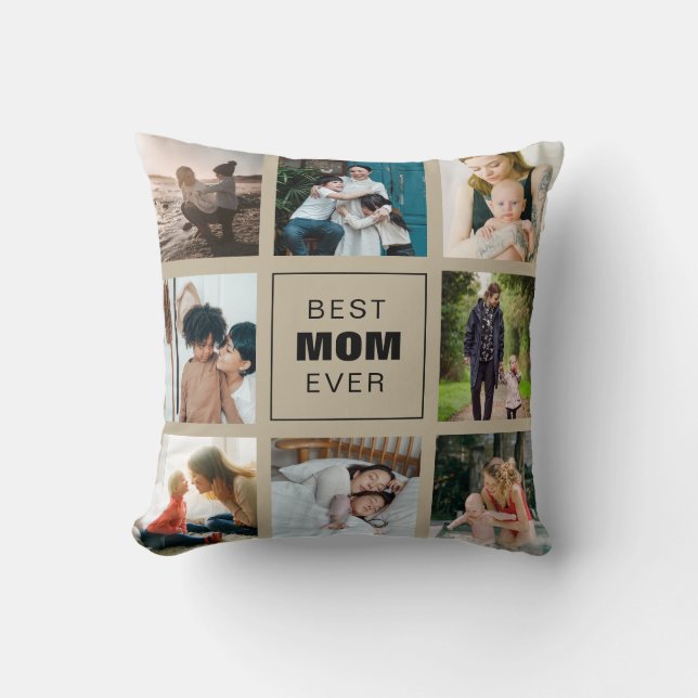Best Mom Ever Custom Photo Personalized Throw Pillow (Front)
