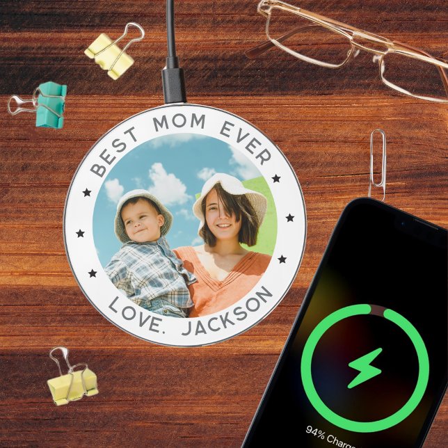 Best Mom Ever Custom Photo, Tech Gift Mother's Day Wireless Charger (Best Mom Ever Custom Photo, Tech Gift Mother's Day Wireless Charger)