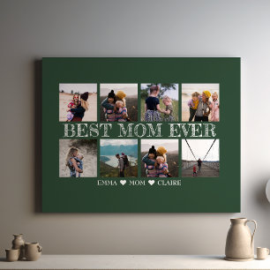 Best Mom Ever Customizable Green Photo Collage Canvas Print