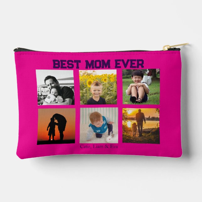 Best Mom Ever Customizable name and images Accessory Pouch (Back)