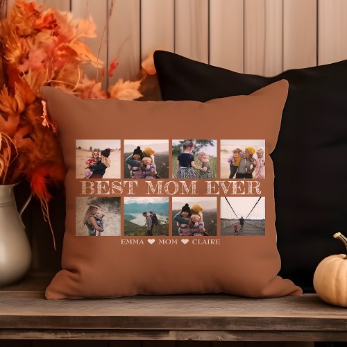 Best Mom Ever Customizable Rustic Photo Collage Throw Pillow