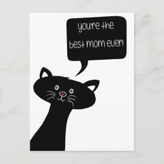 Best mom ever! - Cute Black Cat Postcard