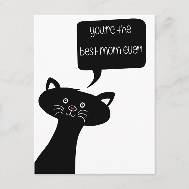 Best mom ever! - Cute Black Cat Postcard (Front)