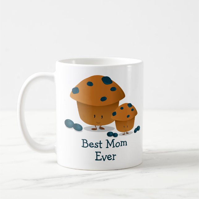 Best Mom Ever Cute Blueberry Muffin Food Coffee Mug (Left)