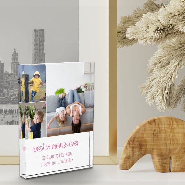 Best Mom Ever Cute Heart Lettering 3 Photo Block (Creator Uploaded)