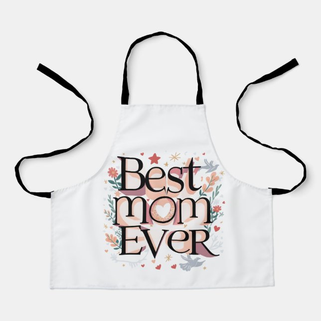 Best Mom Ever Cute Modern Mother Apron (Front)