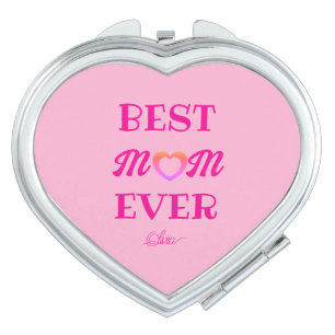Best Mom Ever Cute Pink Heart Mother's Day Gift Compact Mirror