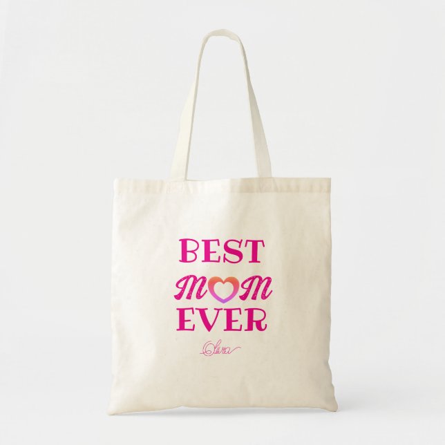 Best Mom Ever Cute Pink Heart Mother's Day Gift  Tote Bag (Front)