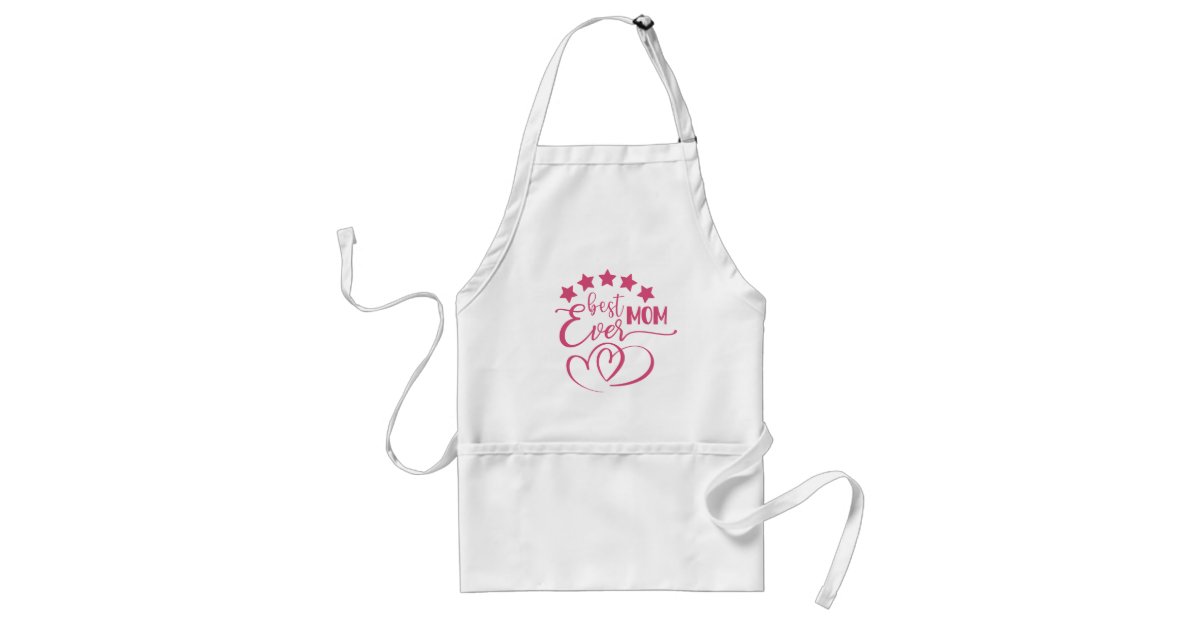 Best MOM Ever Cute Pink Hearts & Stars Adult Apron
