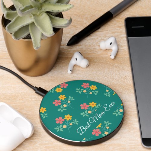 Best Mom Ever Daisy Vintage Bouquet in Green  Wireless Charger