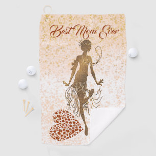 Best Mom Ever Dancer Spiral Heart Mother's Day Fun Golf Towel