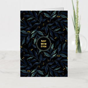 Best mom ever elegant floral branches foil holiday card
