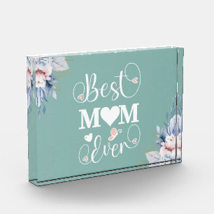 'Best Mom Ever' elegant floral gift Photo Block
