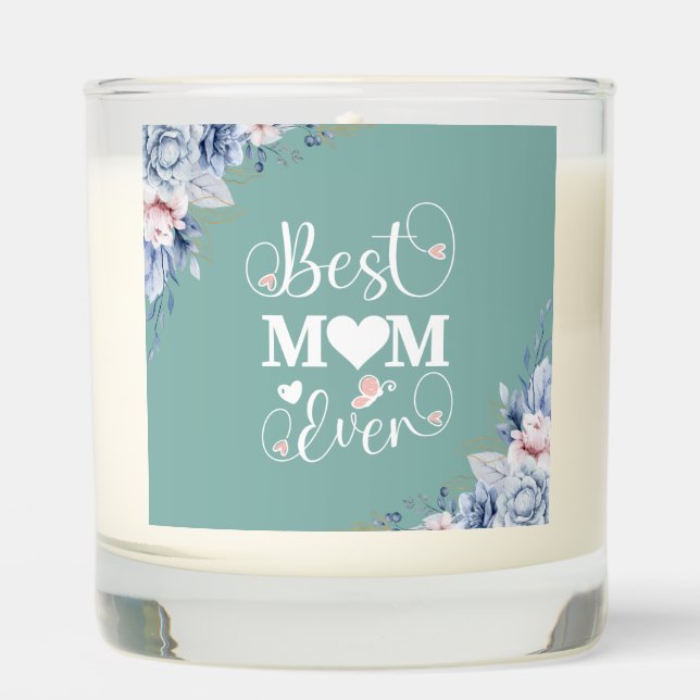 'Best Mom Ever' elegant floral gift  Scented Candle (Front)
